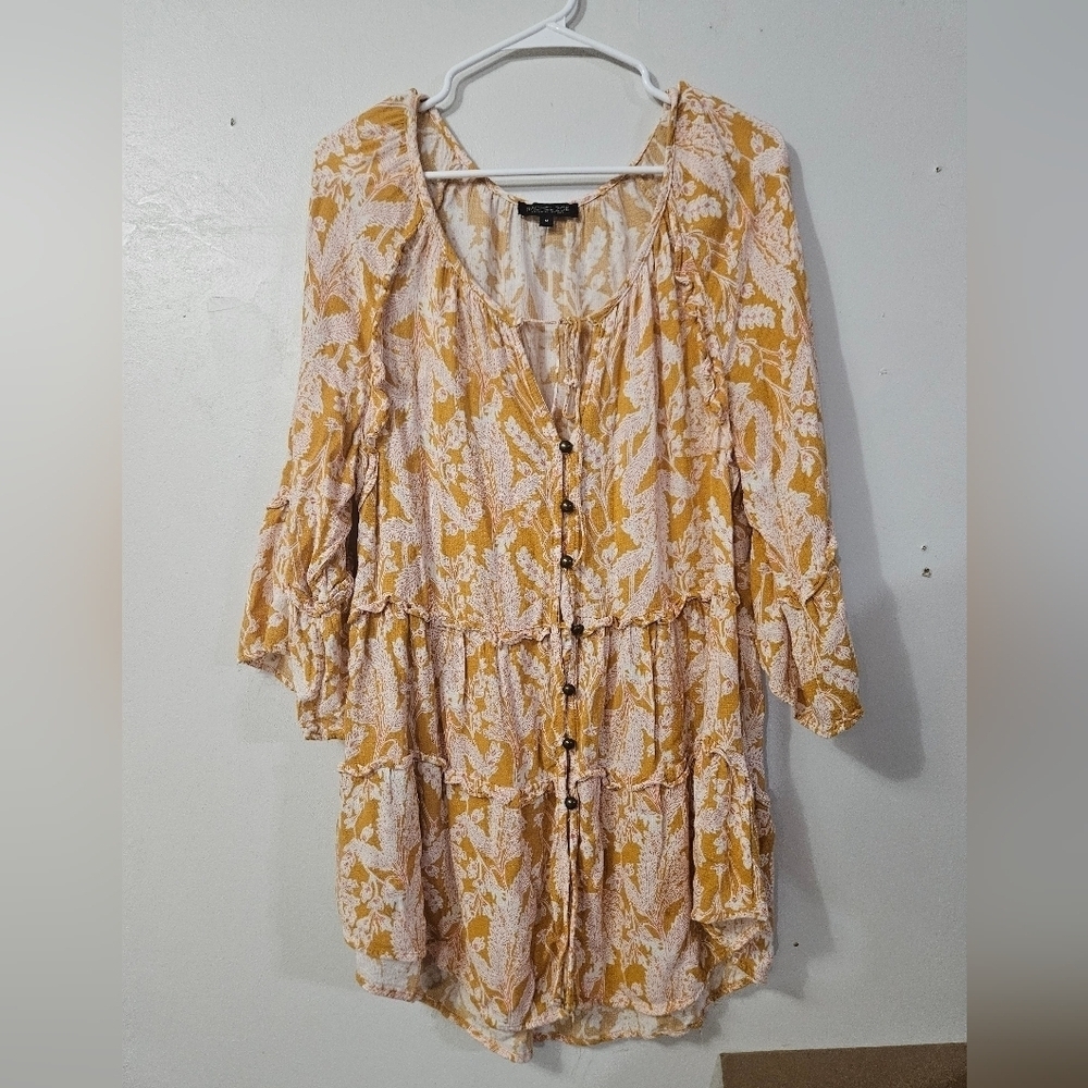 Rachel Zoe boho floral button down blouse(please see description)